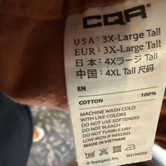 BIG & TALL CQR Men’s Flannel Button Up Shirt Rust Orange 3XLT GUC - Picture 13 of 14